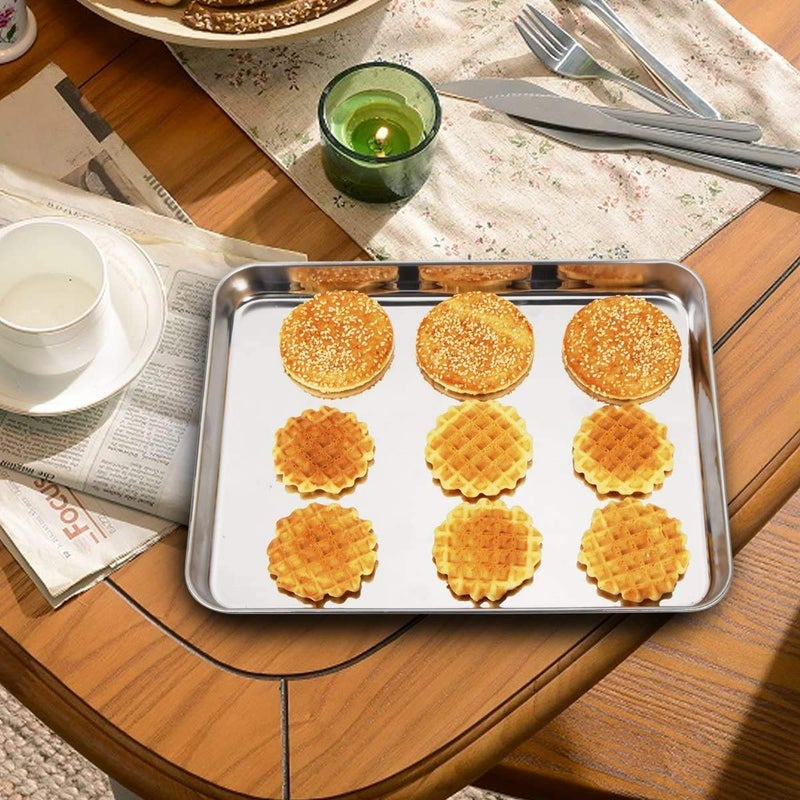Wildone Baking Sheet with Silicone Mat Set, Set of 4 (2 Sheets + 2 Mats), Wildone Stainless Steel Cookie Sheet Baking Pan with Silicone Mat, Size 10 x 8 x 1 inch, Non Toxic & Heavy Duty & Easy Clean - Image 5